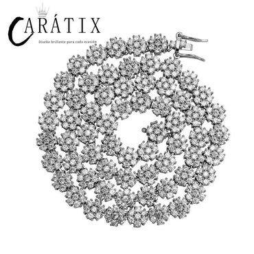 CARÁTIX Flower Tennis Chain | Iced Out Hip Hop Necklace for Men & Women