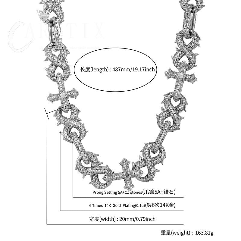 CARÁTIX Hip Hop CZ Stone Paved Cross & Infinity Link Chain Bangle Bracelet – Iced Out Jewelry for Men & Women