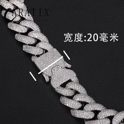 CARÁTIX 20mm Iced Out Cuban Miami Link Chain | CZ Bling Hip Hop Necklace for Men