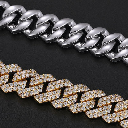 CARÁTIX 14mm Square Cuban Link Chain Necklace – 5A CZ Iced Out Hip Hop Bling Jewelry for Men | Solid Rapper Gift - CaratixJewelry
