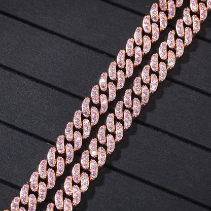CARÁTIX Pink Zircon Iced Out Cuban Choker | Luxury CZ Bling Necklace for Men & Women (14"-20") - CaratixJewelry