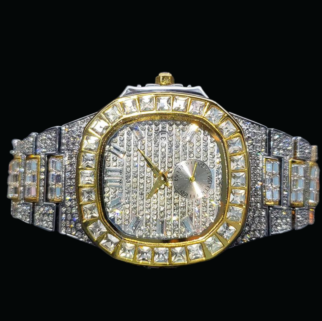 Luxury Date Special Minute Hand Iced Out Diamond Watch – High-End Hip Hop Watch for Men