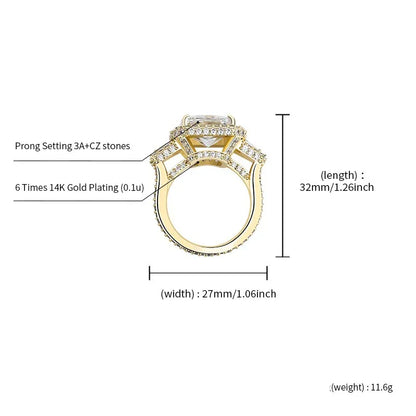Big Square Gemstone Hip Hop Ring | Real 18K Gold Plated Band | Caratix