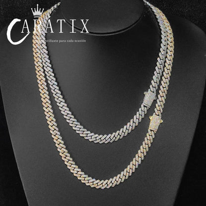 CARÁTIX – 8mm 2-Row Thin Cuban Link Chain Necklace | Cubic Zirconia Hip Hop Jewelry for Men & Women