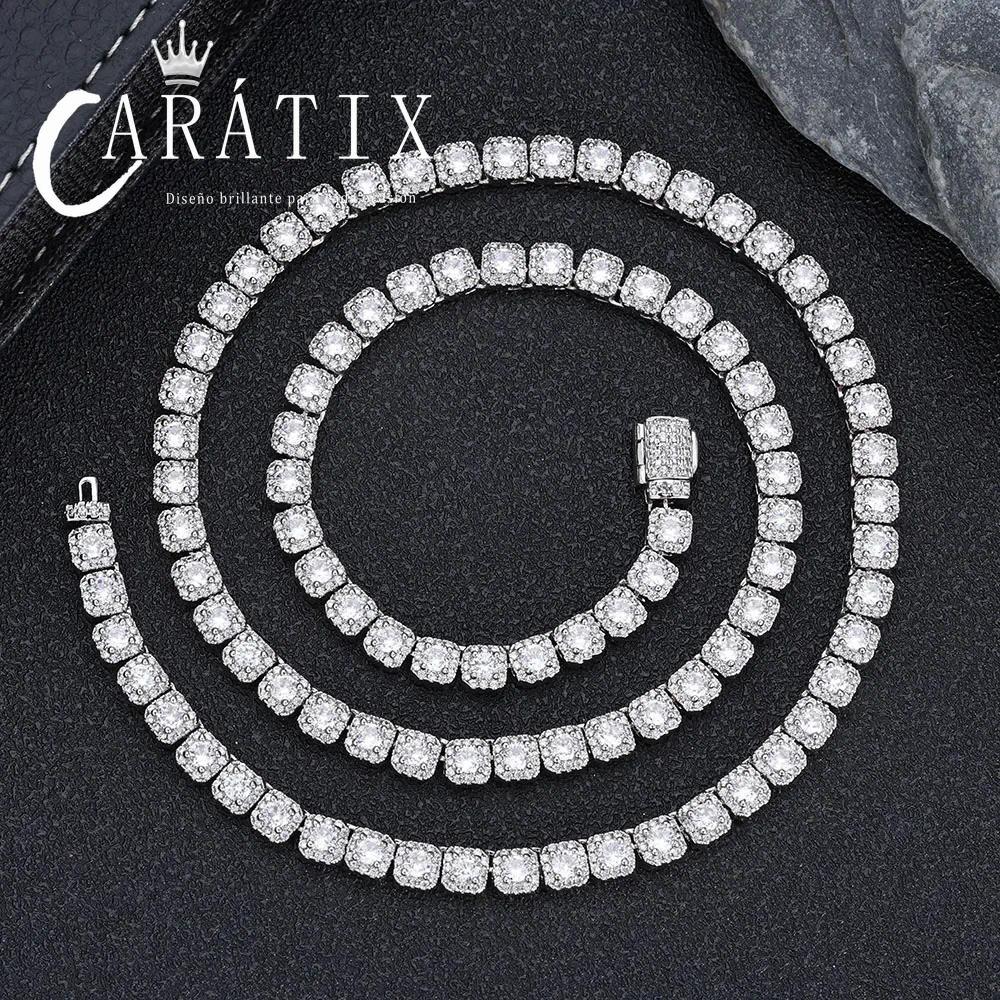 CARÁTIX - Women's Shiny AAAAA Zircon Tennis Chain Rock Miami Tennis Necklace Jewelry Valentine's Day Gift for Men & Girls & Boys Mothers' Day Gift #Springtok