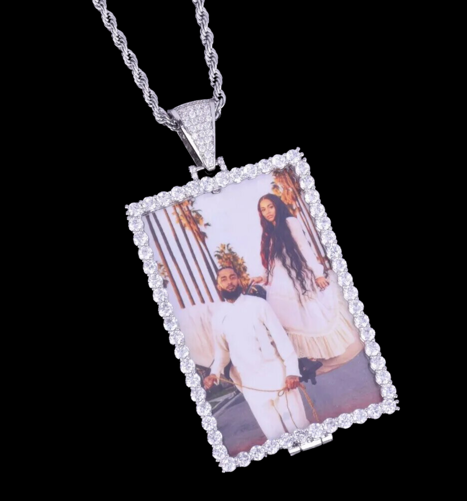 Rectangle Tennis Custom Photo Picture Pendant Necklace 