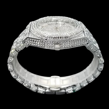 Luxury Bust Down Date VVS Iced Out Diamond Watch – Hip Hop Style Timepiece