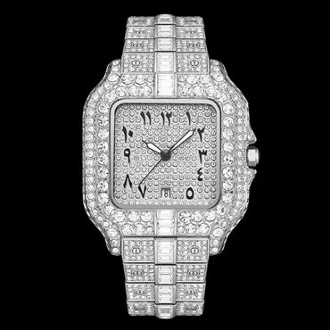 VVS Arabic Numerals Square Dial Iced Out Watch – Luxury Hip Hop Style - CaratixJewelry