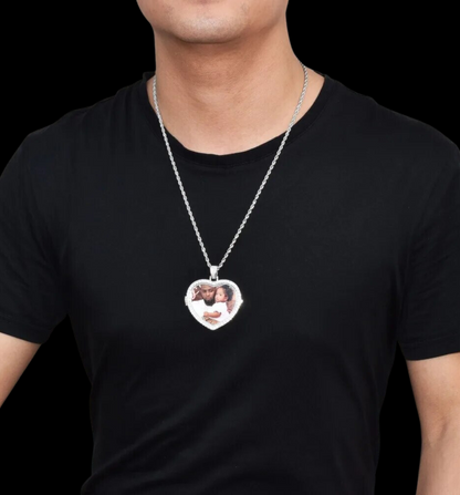 Openable Heart Tennis Custom Photo Pendant Necklace – Iced Out Hip Hop Jewelry