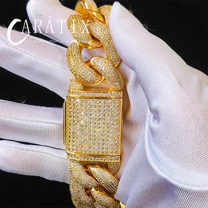CARÁTIX - 25Mm  Miami Cuban Chain Bling Zircon Jewelry Zircon   Thick Link Necklace Valentine's Day Gift for Men & Girls & Boys Mothers' Day Gift #Springtok