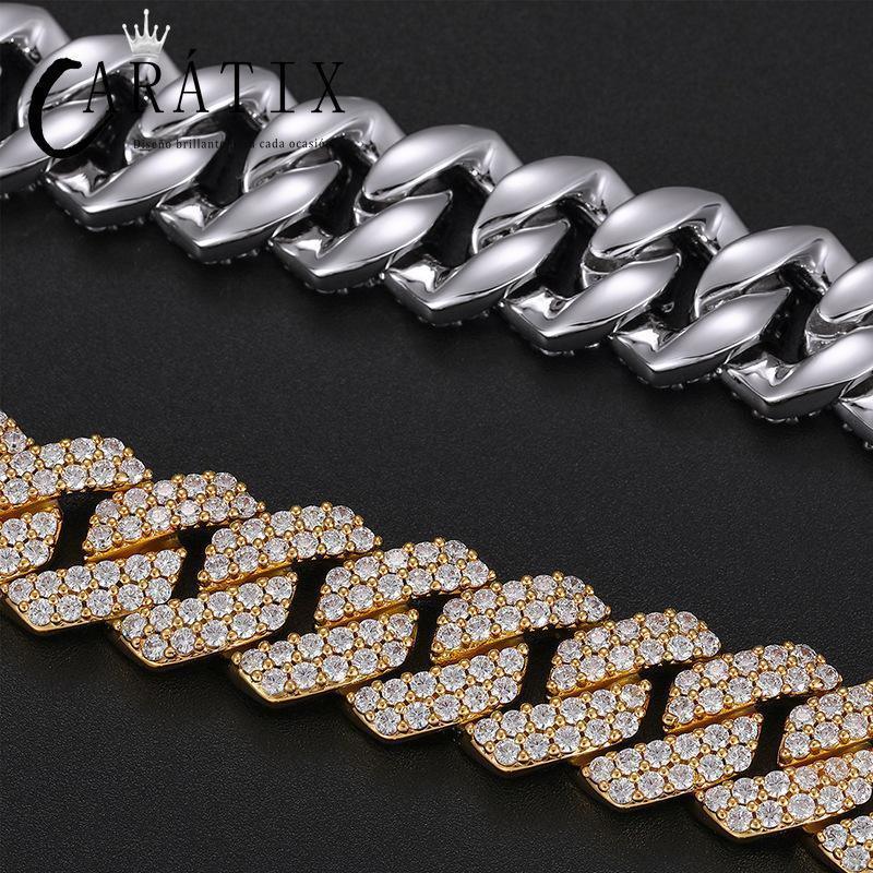 CARÁTIX 14mm Square Cuban Link Chain Necklace – 5A CZ Iced Out Hip Hop Bling Jewelry for Men | Solid Rapper Gift - CaratixJewelry