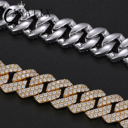CARÁTIX 14mm Square Cuban Link Chain Necklace – 5A CZ Iced Out Hip Hop Bling Jewelry for Men | Solid Rapper Gift - CaratixJewelry