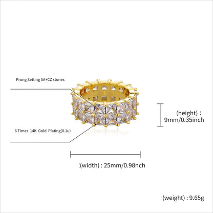 Double Row Baguette Diamond Ring | T-Square Zirconia Band | Caratix