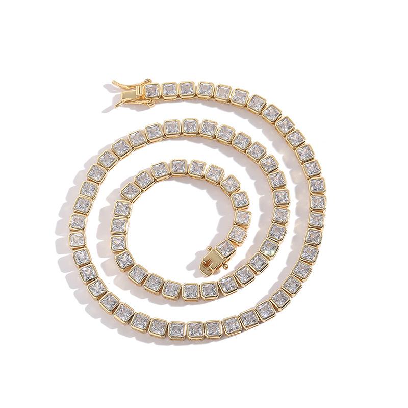 CARÁTIX 4x4mm Square CZ Tennis Chain Necklace – Iced Out Hip Hop Bling Choker for Men & Women | Zircon Cuban Link Jewelry Gift