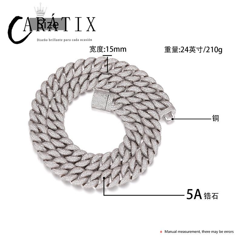 CARÁTIX 15mm Full CZ Cuban Chain | Iced Out Hip Hop Necklace for Men