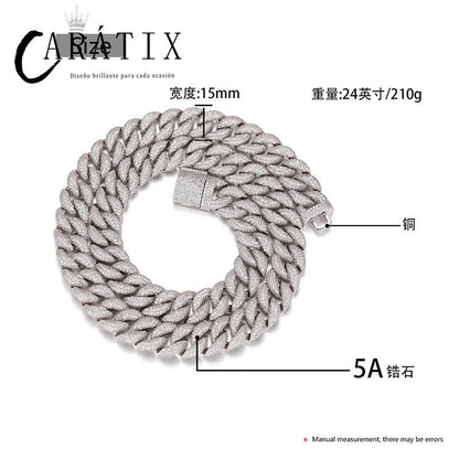 CARÁTIX 15mm Full CZ Cuban Chain | Iced Out Hip Hop Necklace for Men