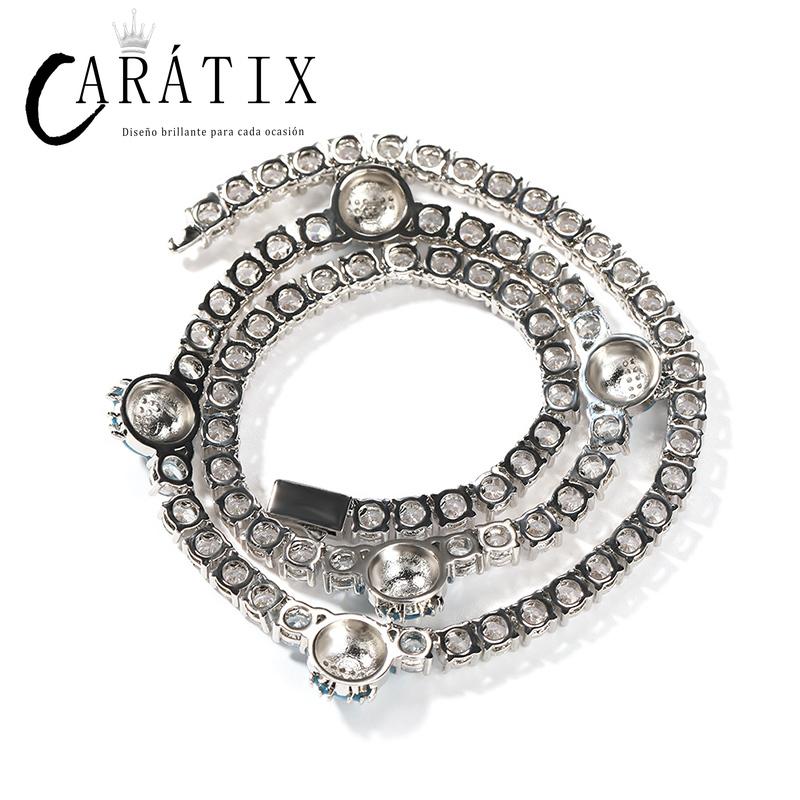 CARÁTIX - 5mm Hip Hop Bing Iced Out 1 Row CZ Stone Ice Face Tennis Link Chain Chokers Necklaces for Men Women Unisex Rapper Jewelry Valentine's Day Gift for Men & Girls & Boys Mothers' Day Gift #Springtok