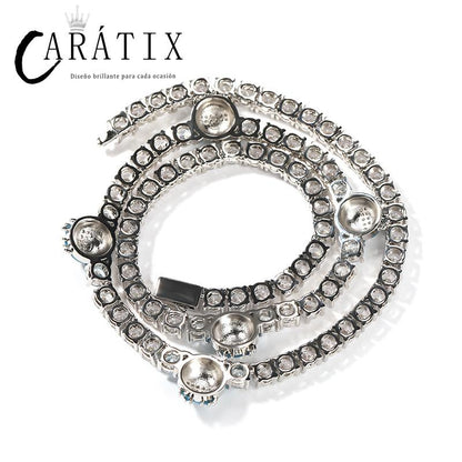 CARÁTIX - 5mm Hip Hop Bing Iced Out 1 Row CZ Stone Ice Face Tennis Link Chain Chokers Necklaces for Men Women Unisex Rapper Jewelry Valentine's Day Gift for Men & Girls & Boys Mothers' Day Gift #Springtok