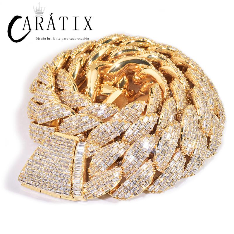 CARÁTIX Big Round Cuban Link Chain Necklace – Iced Out CZ Hip Hop Jewelry for Men & Women