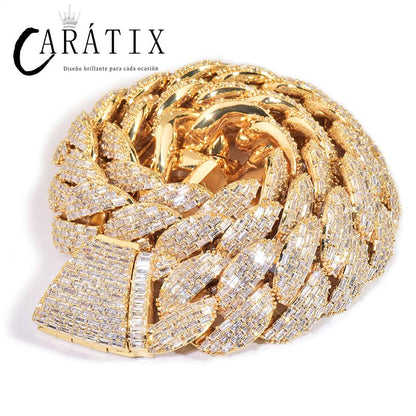 CARÁTIX Big Round Cuban Link Chain Necklace – Iced Out CZ Hip Hop Jewelry for Men & Women