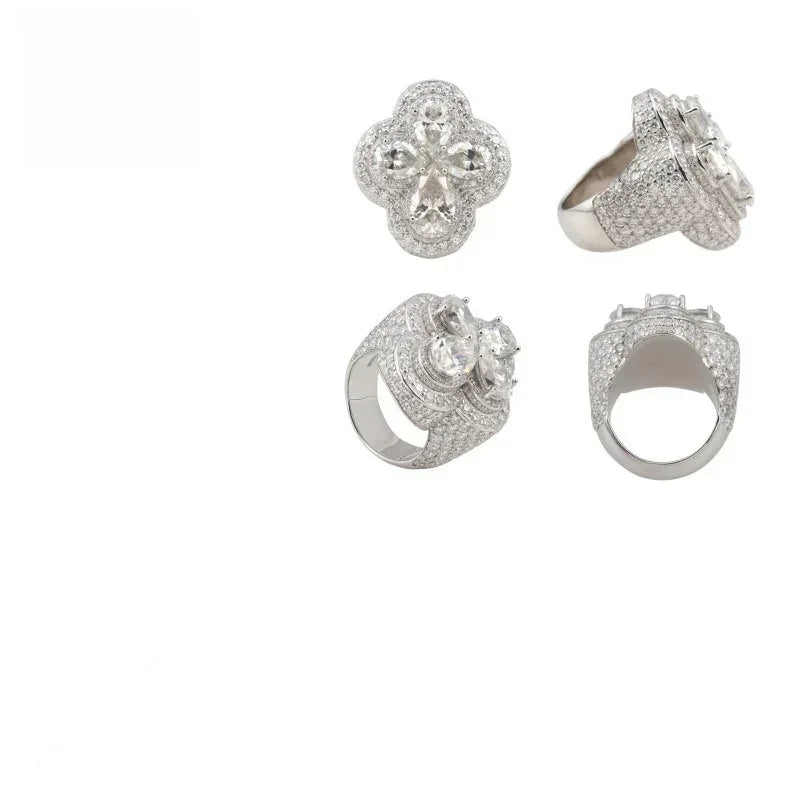 Flower Moissanite Men’s Ring | S925 Silver Luxury Iced Out Hip Hop Jewelry - CaratixJewelry