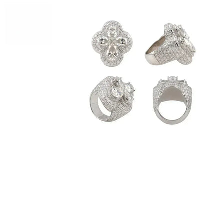 Flower Moissanite Men’s Ring | S925 Silver Luxury Iced Out Hip Hop Jewelry - CaratixJewelry