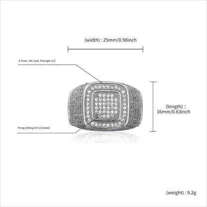 Men's Iced Out Wrench Motif Ring | Quadrangle Pave Zirconia Band | Caratix