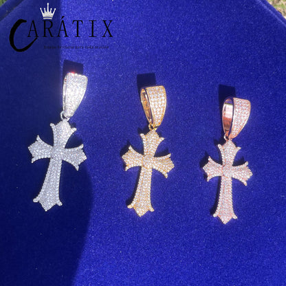 CARÁTIX Iced Out Cross Pendant Necklace – CZ Hip Hop Jewelry for Women & Men