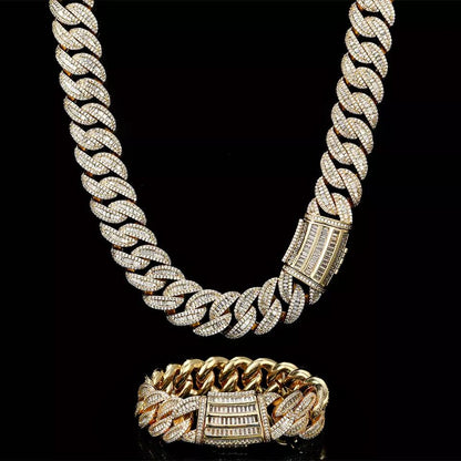 CARÁTIX – 20mm Rectangle Miami Cuban Link Chain | Solid CZ Iced Out Choker Necklace for Men & Women