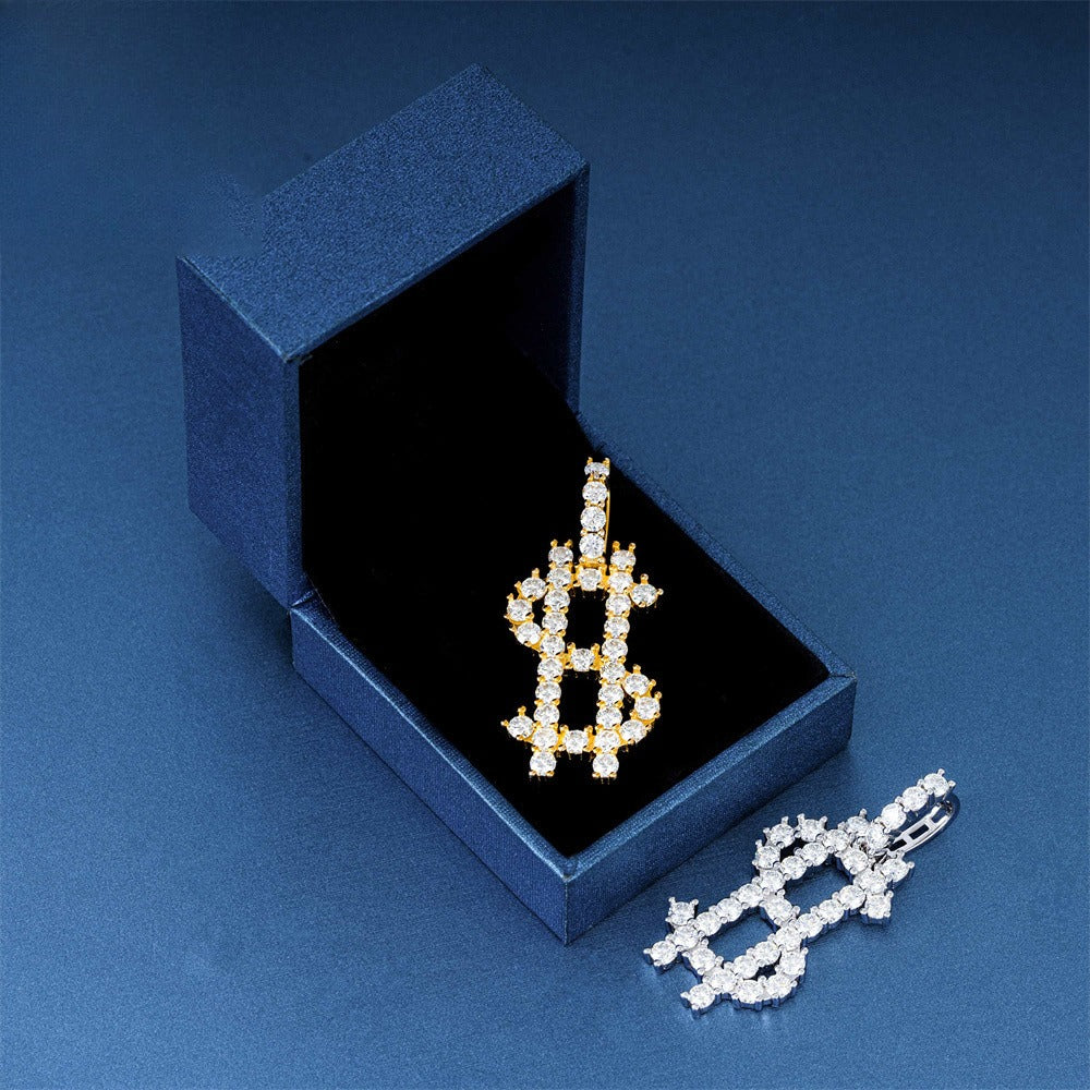 S925 Sterling Silver Moissanite Dollar Sign Pendant | Iced Out Money Charm | Caratix