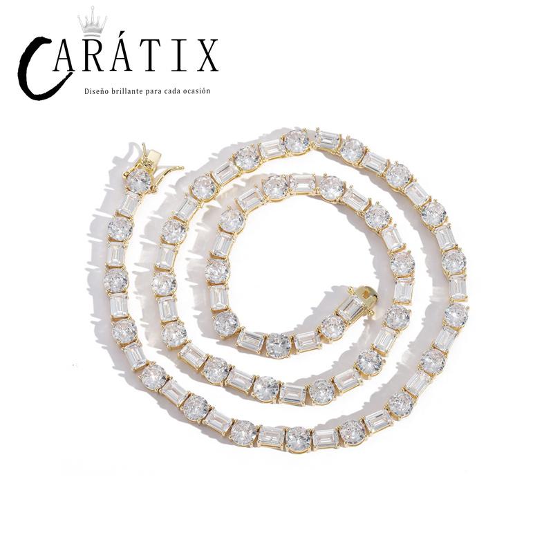 CARÁTIX 6mm Claw Tennis Chain | Square & Round CZ Iced Out Hip Hop Necklace for Men & Women