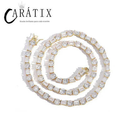 CARÁTIX 6mm Claw Tennis Chain | Square & Round CZ Iced Out Hip Hop Necklace for Men & Women