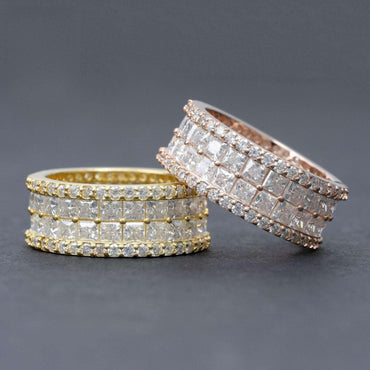 D-Color Princess-Cut Moissanite Ring | S925 Silver Unisex Iced Out Hip Hop Jewelry - CaratixJewelry