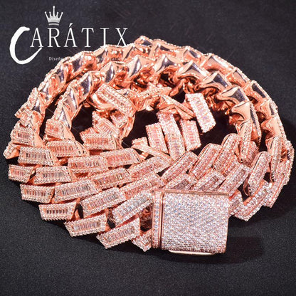 CARÁTIX – Iced Out Rhombus Cuban Link Chain Necklace | Hip Hop CZ Jewelry for Men & Women