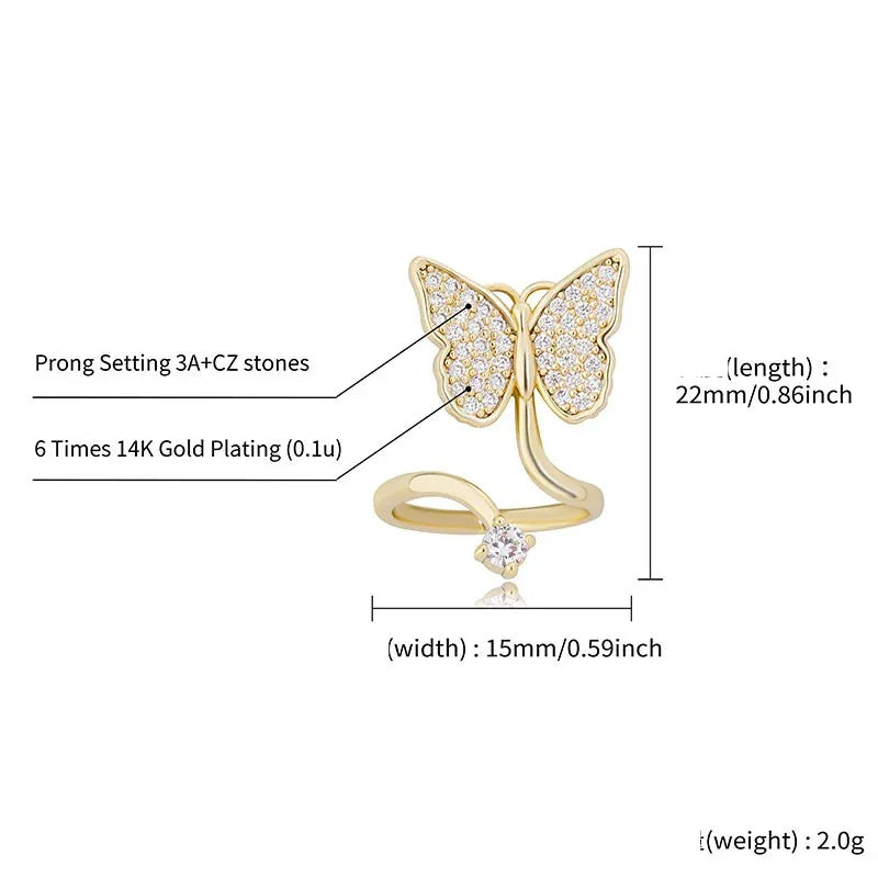 Adjustable Butterfly Nail Ring | Fingertip Jewelry for Women | Caratix