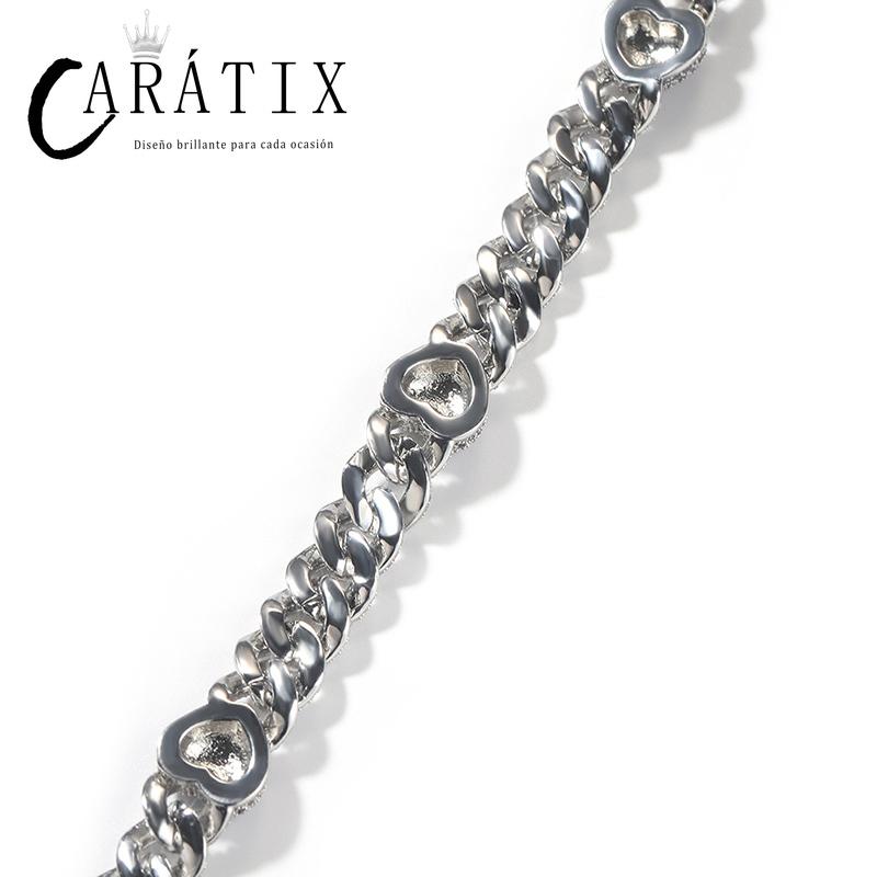 CARÁTIX 9mm Broken Heart Cuban Link Chain Necklace – 5A+ CZ Iced Out Hip Hop Bling Jewelry for Men | Rapper Gift