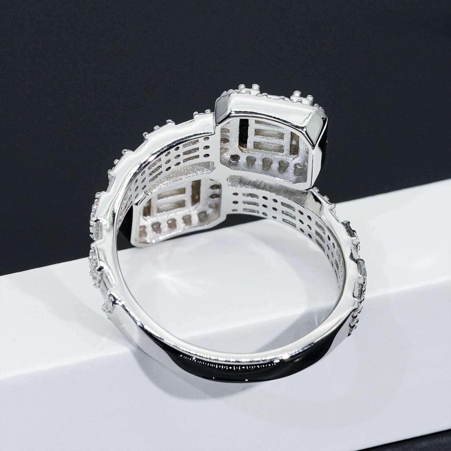 Step-Cut Moissanite Men’s Ring | S925 Silver Luxury Hip Hop Jewelry - CaratixJewelry