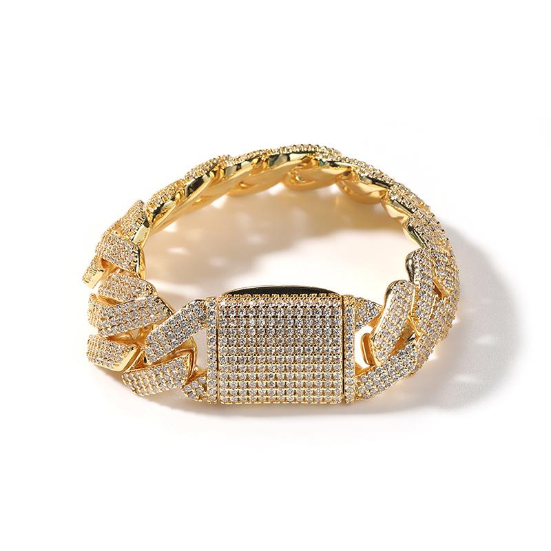 CARÁTIX 20mm 3-Row Square Cuban Link Chain Necklace – CZ Iced Out Heavy Hip Hop Bling Jewelry for Men | Rapper Gift