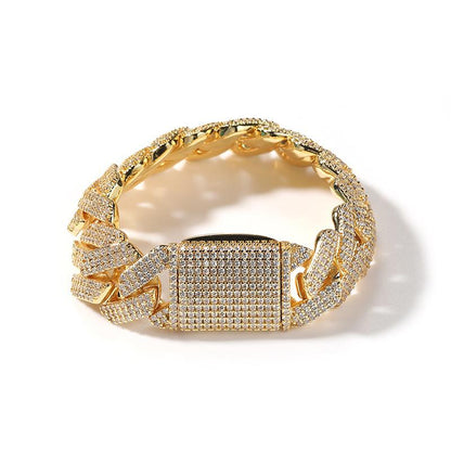 CARÁTIX 20mm 3-Row Square Cuban Link Chain Necklace – CZ Iced Out Heavy Hip Hop Bling Jewelry for Men | Rapper Gift