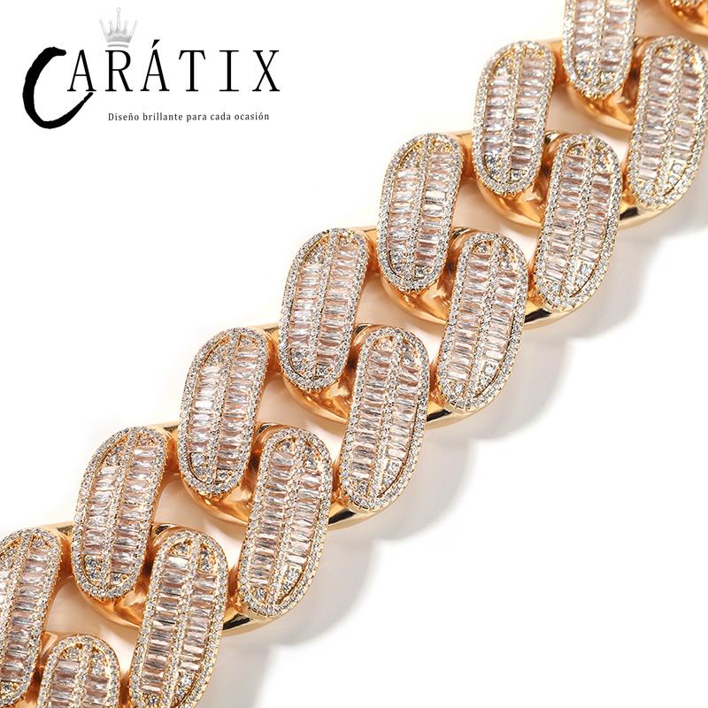 CARÁTIX 26mm Big Round Cuban Link Chain Necklace – Iced Out CZ Hip Hop Jewelry for Men & Women