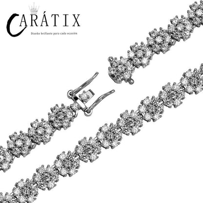 CARÁTIX Flower Tennis Chain | Iced Out Hip Hop Necklace for Men & Women