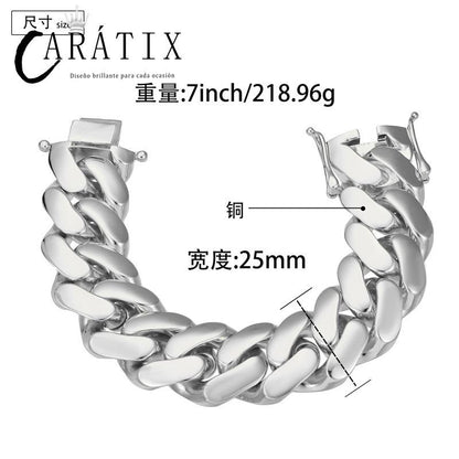 CARÁTIX – 25mm Rhombus Cuban Link Chain Necklace | Hip Hop Iced Out Jewelry for Men & Women