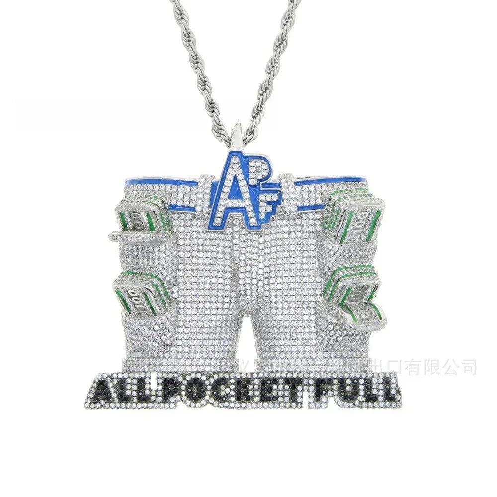 Iced Out "APF" Mesh Shorts Pendant | Men's Real Copper CZ Streetwear Necklace - CaratixJewelry