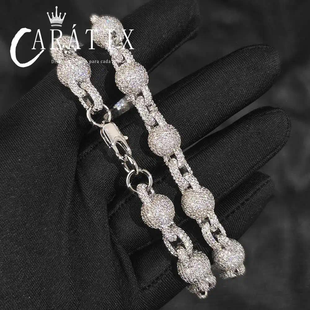 CARÁTIX 10.5MM Miami Cuban Chain Necklace – Round Ball Bead Choker with Micro Pave CZ, Hip Hop Jewelry for Men & Women Gift