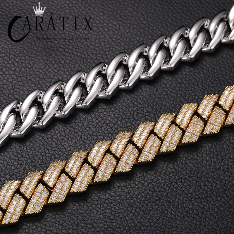CARÁTIX 20mm Iced Out Cuban Link Chain Necklace – 3A CZ Rhombus Hip Hop Bling Jewelry for Men | Solid Rapper Gift