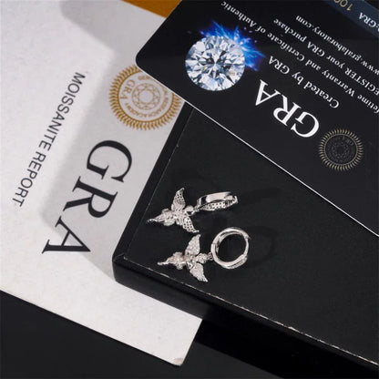 925 Silver Angel Style Moissanite Earrings Hip Hop Fashion - CaratixJewelry