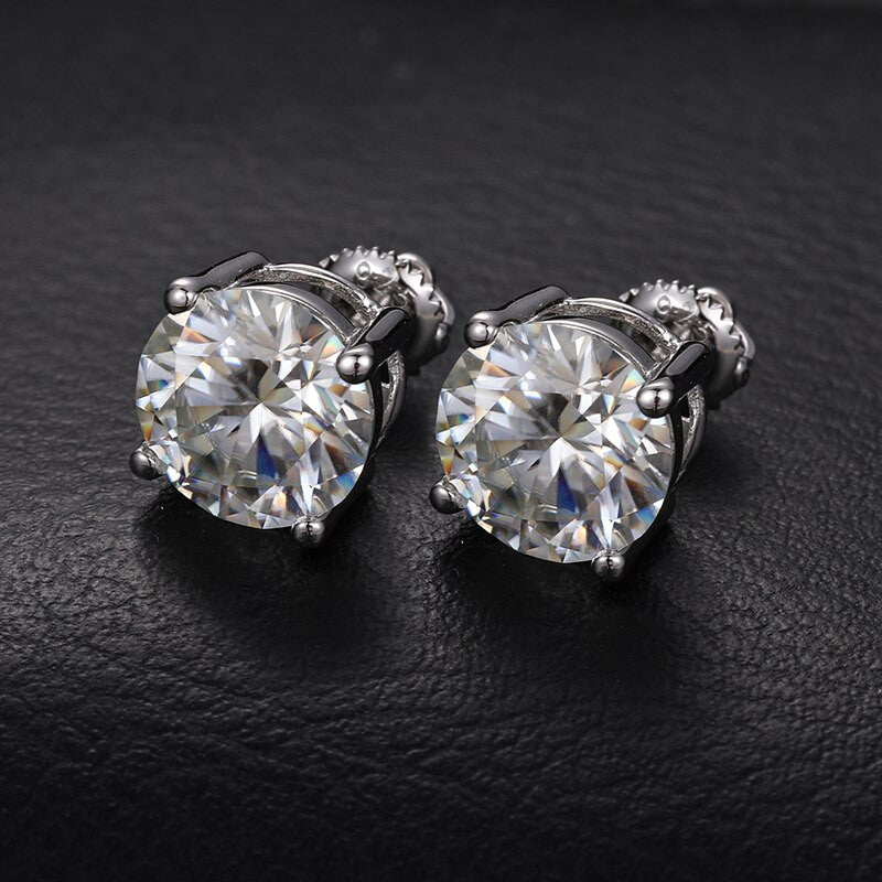 9mm Sterling Silver VVS Lab Diamond Hip Hop Bling Earrings