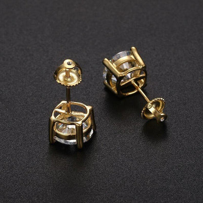9mm Sterling Silver VVS Lab Hip Hop Bling Earrings - CaratixJewelry