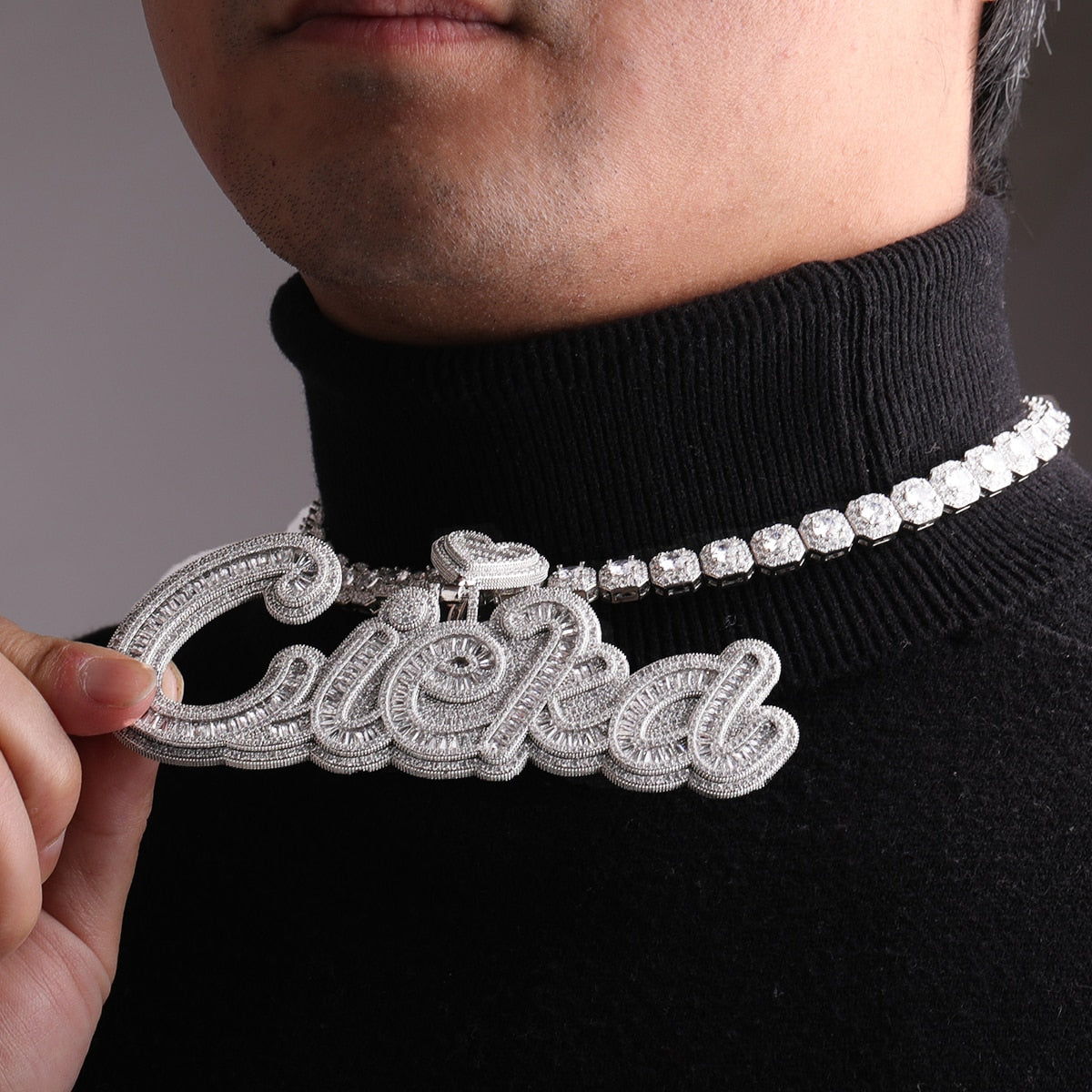 Special Heart Baguette Iced Out Personalized Custom Name Necklace Pendant - Luxury Custom Jewelry