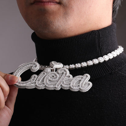Special Heart Baguette Iced Out Personalized Custom Name Necklace Pendant - Luxury Custom Jewelry